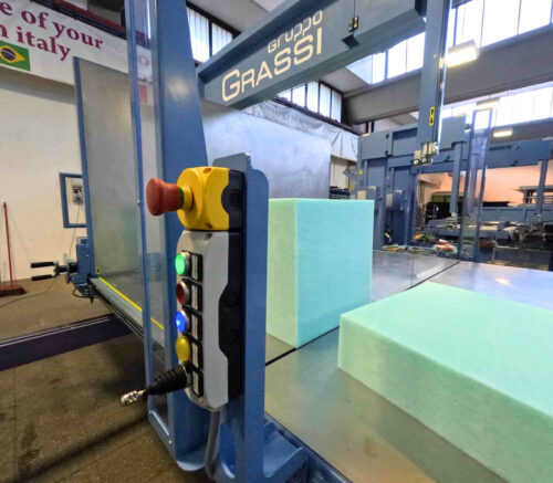 Vertical foam cutting machines